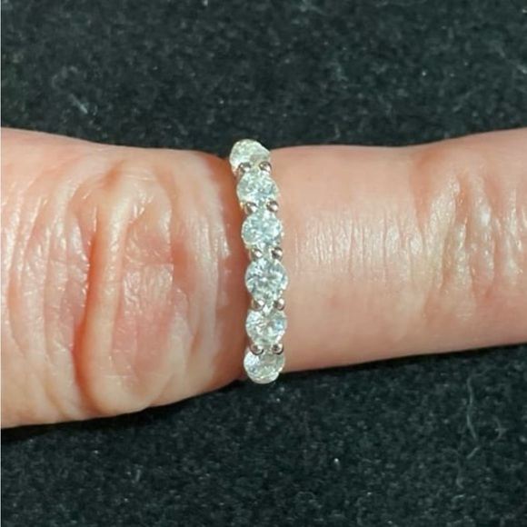 Classic 6 Stone Certified 1 Carat White Moissanite Diamond Band - Picture 5 of 9